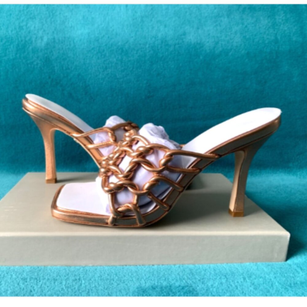 NIB Dee Ocleppo Leather Metallic Copper Caged Mule Sandals Belize 8.5 MSRP $375 - Picture 9 of 16